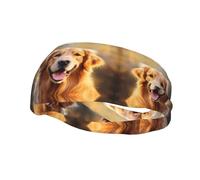 Banda deportiva decorativa para el sudor FUUNTL Lovely Golden Retriever con imagen de perro para hombres y mujeres