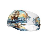 Banda deportiva decorativa para el sudor FUUNTL para vela, barco, brújula náutica, diademas para hombres y mujeres