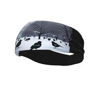 Banda deportiva decorativa para el sudor QQOUPP Birds in the park on a snowy day Printed moisture wicking elastic suitable for cycling yoga running
