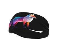 Banda deportiva decorativa para el sudor QQOUPP con estampado de zorro estrellado, elástica que absorbe la humedad, adecuada para ciclismo, yoga, correr