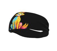 Banda deportiva decorativa para el sudor QQOUPP con estampado de zorro misterioso, elástico que absorbe la humedad, adecuado para ciclismo, yoga, correr