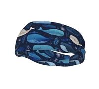Banda deportiva decorativa para el sudor QQOUPP Whales Under The Sea estampada elástica que absorbe la humedad, adecuada para ciclismo, yoga, correr