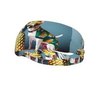 Banda deportiva decorativa para el sudor WHJSSF Chihuahua con imagen de piña que absorbe la humedad, elástica adecuada para ciclismo, yoga, correr