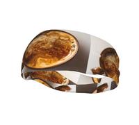 Banda deportiva decorativa para el sudor WHJSSF con patrón de café caramelo que absorbe la humedad, elástica adecuada para ciclismo, yoga, correr