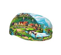 Banda deportiva decorativa para el sudor WHJSSF Fairytale Town Picture que absorbe la humedad, elástica adecuada para ciclismo, yoga, correr