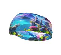 Banda deportiva decorativa para el sudor WHJSSF Fantasía Paraíso Espacio Imagen absorbe la humedad elástica adecuada para ciclismo, yoga correr