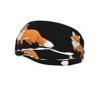 Banda deportiva decorativa para el sudor WHJSSF Fox en la nieve, impresión elástica que absorbe la humedad, adecuada para ciclismo, yoga, correr