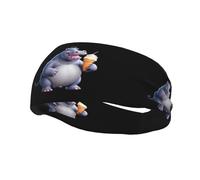 Banda deportiva decorativa para el sudor WHJSSF Hippopotamus comer helado, impresión elástica que absorbe la humedad, adecuada para ciclismo, yoga, correr