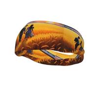 Banda deportiva decorativa para el sudor WHJSSF Love in the wheat field, impresión elástica que absorbe la humedad, adecuada para ciclismo, yoga, correr