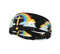Banda deportiva decorativa para el sudor WHJSSF Rainbow After the Rain Impresión elástica que absorbe la humedad, adecuada para ciclismo, yoga, correr