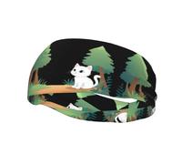 Banda deportiva decorativa para el sudor YYHWHJDE Little Cat in the Forest Pattern Diademas para hombres y mujeres