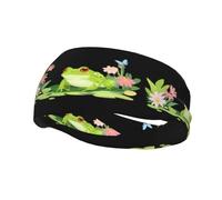 Banda deportiva decorativa para el sudor YYHWHJDE Little Frog in the Floral Pattern Diademas para hombres y mujeres