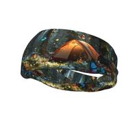 Banda deportiva para el sudor con patrón único de campamento en el bosque, ligera, no tensa para correr y hacer ejercicio al aire