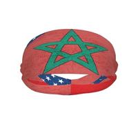 Banda Deportiva para el Sudor para Hombres y Mujeres, con Banderas de Marruecos y Estados Unidos, de Secado rápido, Antideslizante, Resistente al Sudor, Transpirable, para Correr y Hacer Ejercicio.