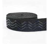 Banda elástica antideslizante de 5-20 m y 25 mm for ropa interior, correa silicona ondulada, cinta for cinturón, accesorios costura DIY para Pantalones Ropa(EB013-Black2,20Meters)