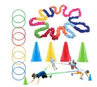 Banda elástica cooperativa, cuerda de actividad grupal al aire libre, 5.1 x 5.1 x 7.1 pulgadas, banda elástica para habilidades motoras con cubo marcado, perfecta para el hogar, parques infantiles