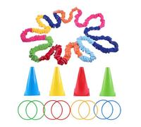 Banda elástica cooperativa de forro polar, juego de banda elástica deportiva, cuerda de motor para actividades grupales con cubo marcado para el hogar, escuela, parque, jardín