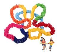 Banda elástica cooperativa elástica 78.74 pulgadas colorida portátil de cuerda de guerra bandas de ejercicio de vellón resistentes al desgarro para actividades grupales juegos de fiesta para 3 person
