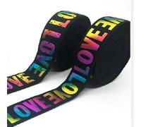 Banda elástica de 2/3/4 cm con estampado de letras LOVE, correa de goma con patrón clásico para ropa, pantalones, suministros de costura, colorido, 1 yarda, 4 cm