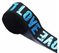 Banda elástica de 2/3/4 cm con estampado de letras LOVE, correa de goma con patrón clásico para ropa, pantalones, suministros de costura, azul, 1 yarda, 4 cm