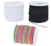 Banda elástica para pulseras, XRR 1 mm x 50 m, cordón elástico de nailon para hacer pulseras, hilo encerado para joyas, collares, manualidades, perlas (blanco y negro y color)