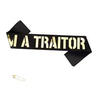 Banda "I'm A Traitor", Banda Negra y Dorada con Pin para Despedida Soltera Ideal para Mujeres y Hombres Decoración Divertida Despedidas Oficina Celebraciones Cambio Trabajo Regalos Jubilación