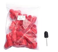 Banda lijadora uñas 50 Uds. Accesorios de taladro de uñas de plástico rojo tapas de bloque mandril removedor de Gel cuidado de los pies cutícula para Pulir(16x25 180 Grit)