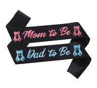 Banda negra para baby shower con texto en inglés "Mom To Be & Dad To Be", regalos de fiesta de baby shower para nueva mamá, papá, suministros de revelación de género, regalos de decoración, accesorios