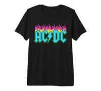 Banda Oficial de Rock Hard Rock de AC/DC Neon Flames para Mujer Camiseta Premium