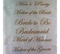 Banda para dama de honor, color blanco con texto en oro Mother of the Bride