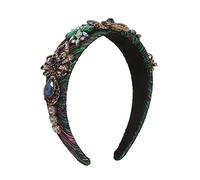 Banda para el cabello, accesorios para el cabello Conjunto de piedras preciosas de lujo ligeras bordadas, diadema de diamantes colorida a la moda, accesorios for el cabello de palacio Vintage(Red)