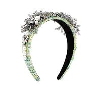 Banda para el cabello, accesorios para el cabello Diadema con cuentas de tela, diamantes de corte, accesorios for el cabello a la moda, diadema de flores tejida for mujeres y niñas(Black)