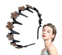 Banda para el pelo antideslizante | Banda para el pelo con flores de pedrería y diseño sinuoso | Accesorio para el pelo antideslizante para detener mechones rebeldes adultos niñas ducha gimnasio