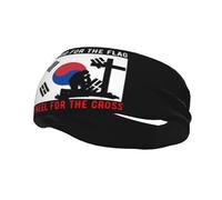 Banda para el pelo con la bandera de Corea del Sur y la cruz. Banda para el pelo deportiva antideslizante y absorbente para gimnasio, baloncesto, yoga, para hombre y mujer.