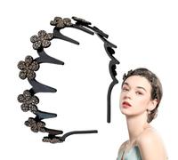 Banda para el pelo con pedrería de flores - Banda para el pelo con ondas brillantes antideslizante | Faacha er Çapelli Çon Flequillo para mujer | Per Gimnasio, Entrenamiento, Spa, Cuidado de