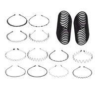 Banda para el pelo de metal, 12 piezas banda ajustable antideslizante para la cabeza, juego de bridas con forma de onda - Para mujer y hombre, familia y amigos, correr, yoga, ciclismo, casa, viajes