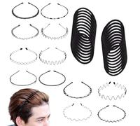 Banda para el pelo de metal para hombre - 12 piezas banda ajustable antideslizante para la cabeza, kit ondulado, para mujer y hombre, familia y amigos, correr, yoga, ciclismo, casa, viajes