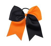 Banda para el pelo grande con moño grueso y elástico de color matchig, adornos ajustables decorativos para coleta, color naranja y negro