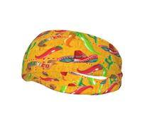 Banda para el sudor deportiva con estampado de sombrero de cactus y chile, diademas de alto rendimiento, entusiastas del fitness, yoga, deportes al aire libre