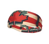 Banda para el sudor deportiva unisex para adultos con estampado de bandera de Canadá retro, diademas deportivas versátiles que absorben la humedad