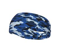 Banda para el sudor deportiva unisex para adultos con estampado de camuflaje azul Diademas deportivas versátiles Diadema que absorbe la humedad