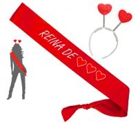 Banda Roja Reina de Corazones + Diadema Corazones