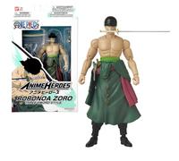 Bandai - Anime Heroes - Action Figure One Piece - Roronoa Zoro 17 cm Three Sword Style - Licencia Oficial One Piece - Figura de acción articulada Zoro 3 Espadas - Juguete para niños a partir de 4 años