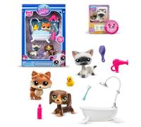 BANDAI - Littlest Pet Shop - DÍA DE SPA BF00638, 3 Mascotas, 10 Accesorios, 1 Tarjeta de coleccionista, 1 código Virtual, Generación 7 Mascotas 172, 173, 174, Figuras de LPS, a Partir de 4 años