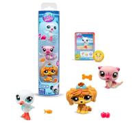 BANDAI Littlest Pet Shop Pack 3 Country Pets BF00617 Set de 3 Mascotas, Accesorio, Tarjeta de coleccionista y código Virtual, Generación 7, Mascotas #43#118#111, Niños de 4 Anos+