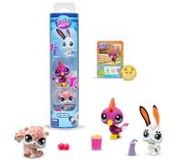 BANDAI Littlest Pet Shop Pack 3 Park Pets BF00598 Set de 3 Mascotas, Accesorio, Tarjeta de coleccionista y código Virtual, Generación 7, Mascotas #99, #100, #101, Niños de 4 Anos+