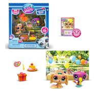 BANDAI Littlest Pet Shop Pack PETFLUENCERS Fiesta AL Aire Libre BF00572 Incluye 2 Mascotas, 4 Accesorios, 1 Fondo, 1 Tarjeta de coleccionista, 1 código Virtual, Generación 7, 4 años+