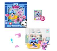 BANDAI Littlest Pet Shop Pack PETFLUENCERS Super Salon BF00562 Incluye 2 Mascotas, 4 Accesorios, 1 Fondo, 1 Tarjeta de coleccionista, 1 código Virtual, Generación 7, Mascotas #48 y #49, 4 años+