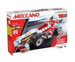 Bandai - Meccano Vehículos de Carreras 10 en 1 - Estuche de construcción, 10 Modelos - 225 Piezas, Herramientas, Instrucciones - Kit de Actividades de Montaje de Coche, avión Barco Carrera, Juguete