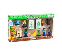BANDAI - Minecraft - Pack de 12 Figuras coleccionables - Estuche Deluxe con 2 Figuras misteriosas - Colección Oficial Inspirada en Videojuegos y Cine Minecraft - 8 años y + - PMM2080